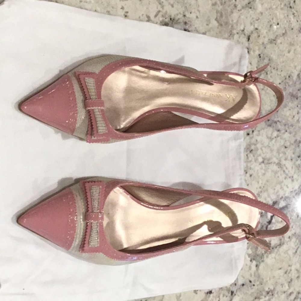 Pink / multi-colored 3inch sling-back patent pumps